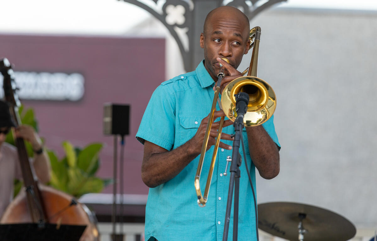 The band performs downtown during First Friday Art Walk in Ocala, FL on Friday, April 4, 2025.