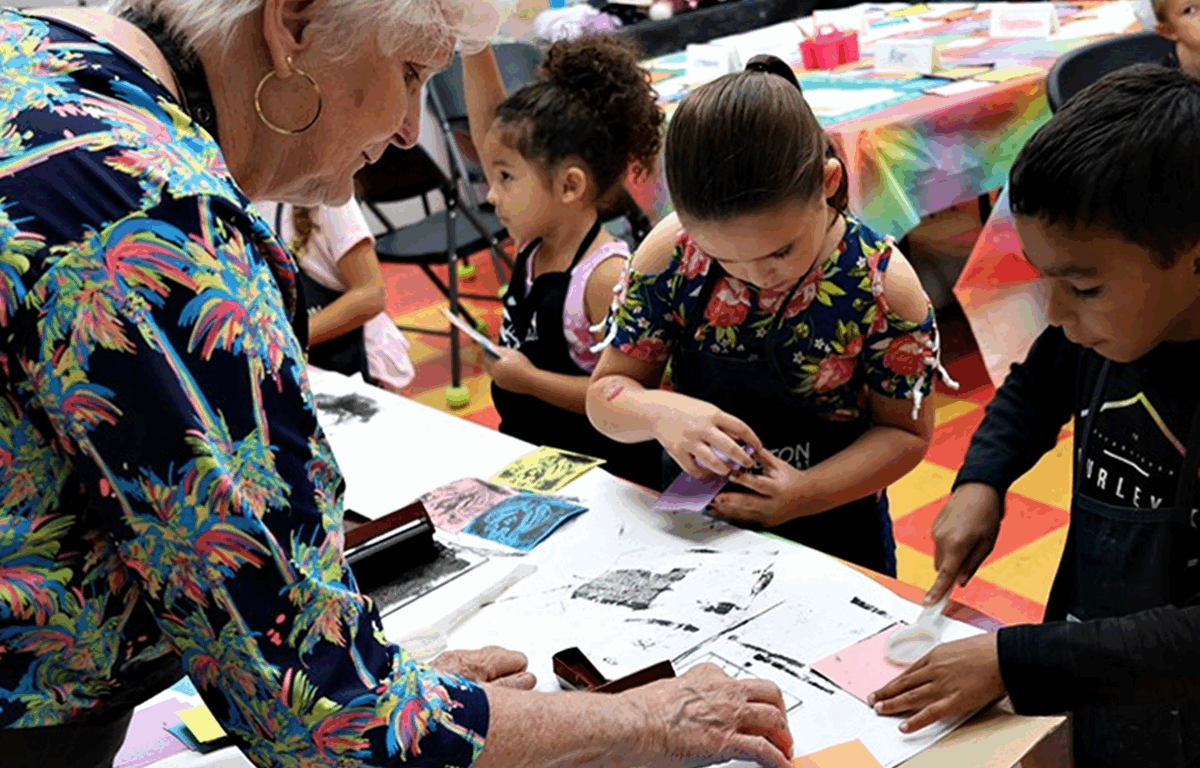 Photo of children creating art at the Appleton Museum.