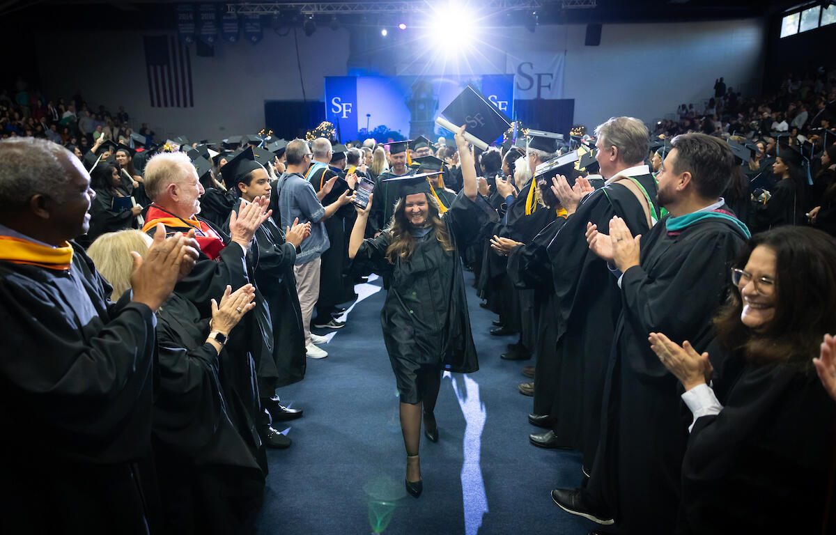 Santa Fe College Fall 2024 Graduation Ceremony commencement in the Gym on Dec. 13, 2024, in Gainesville, FL.