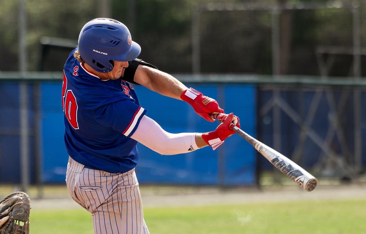 College of Central Florida’s Dawson Harman connects on his state-leading 18th home run during Thursday’s game against Florida Southwestern in Ocala.