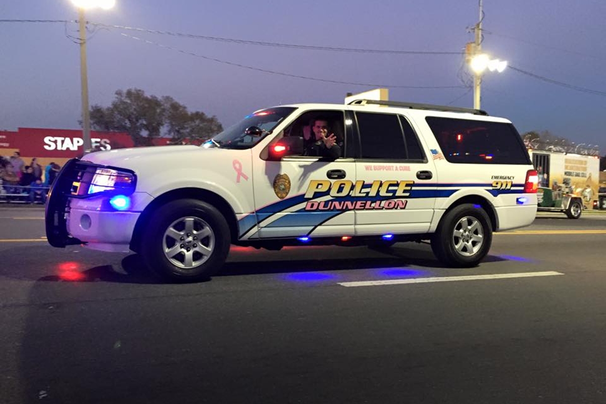 A Dunnellon Police Department vehicle participates in the Ocala Christmas Parade. The city recently approved an agreement for additional MCSO deputies to assist with law enforcement.