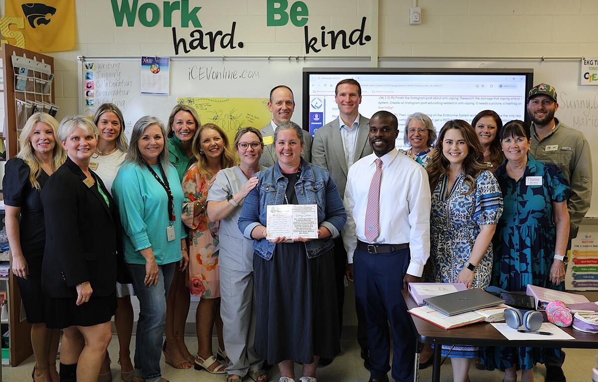 Pictured from left to right are: Meghan Magamoll, Emily Cook, Sarah James, Jennifer Brown, Jennifer Hatchett, Lori Conrad, Hollie Cunningham, Alan Keesee, Sunny Collins, Isaiah Zirkle, Lamar Rembert, Nancy Thrower, Kaitlyn Wilson-Butler, Sabrina Godwin, Julie Shealy, Justin Godwin.