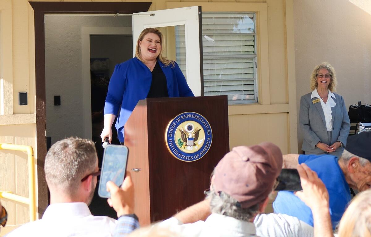 U.S. Rep. Kat Cammack addresses attendees during the reopening of her Ocala office at the McPherson Governmental Campus.