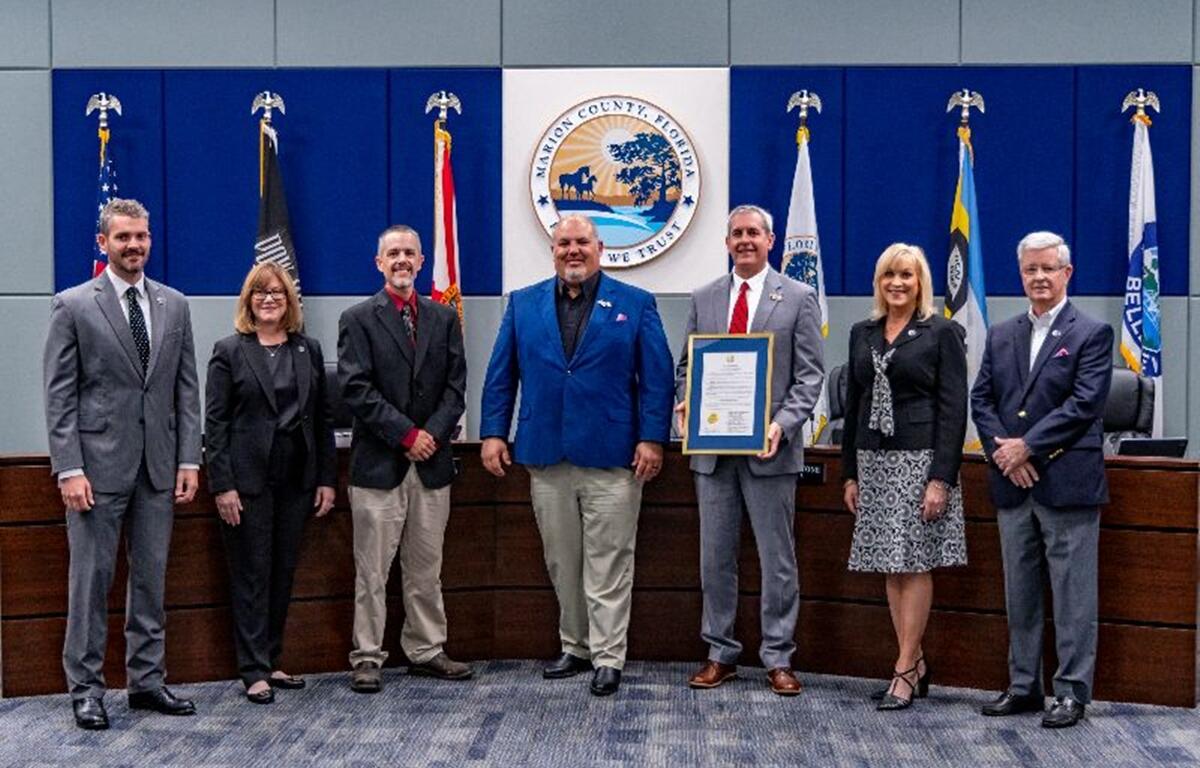 The Marion County Commission officially recognized Water Conservation Month by presenting a proclamation to Trevor Knight and Tony Cunningham of the Marion County Utilities Department during its April 1 meeting.