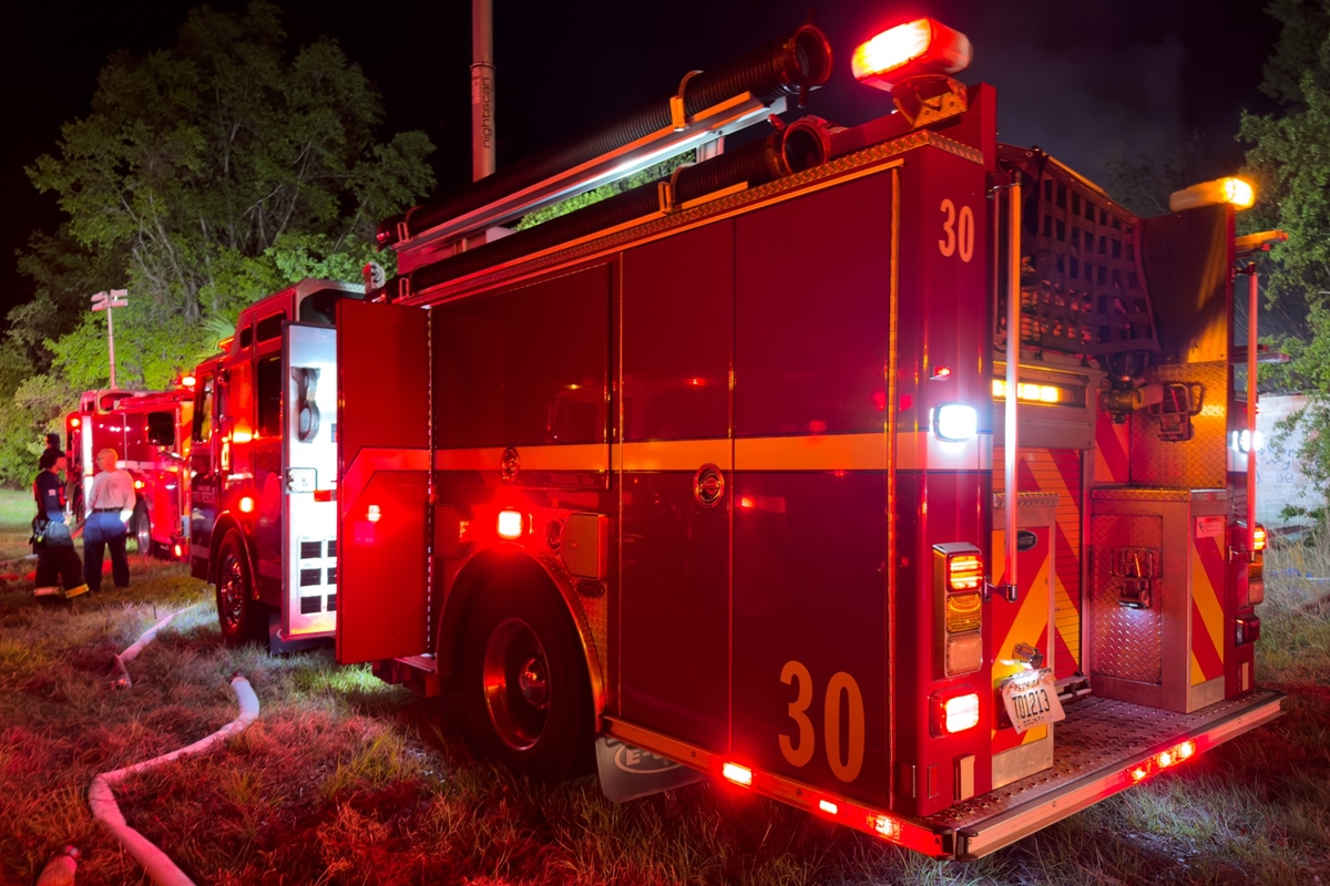 Marion County Fire Rescue crews respond to a house fire in Dunnellon early Monday morning.