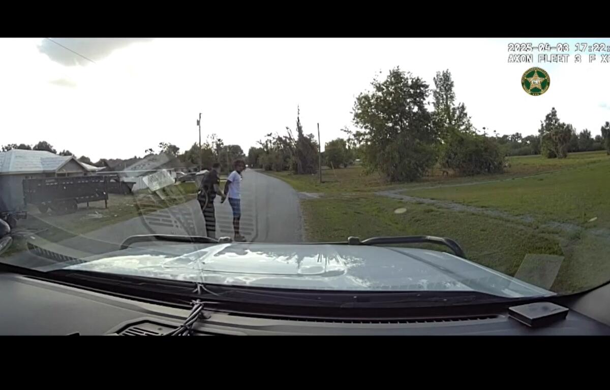 Deputy Young places Titan Kiner, 17, in handcuffs on April 3, 2025, in northwest Marion County, FL. Kiner was arrested after allegedly pointing a realistic-looking BB gun at children from a passing moped.