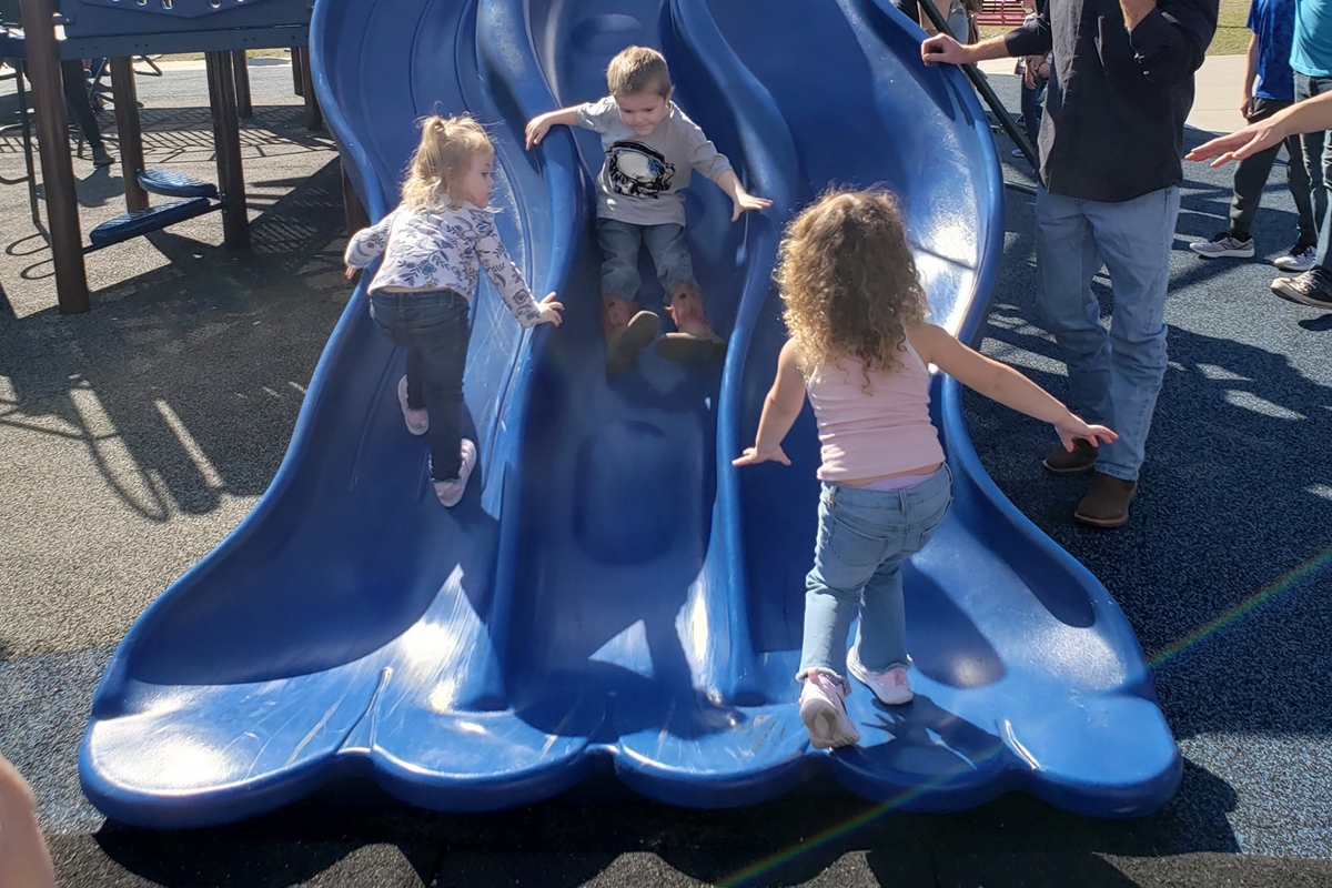 Children enjoy the slides at Tuscawilla Park in Ocala. Portions of the playground will close in phases for upgrades and maintenance.