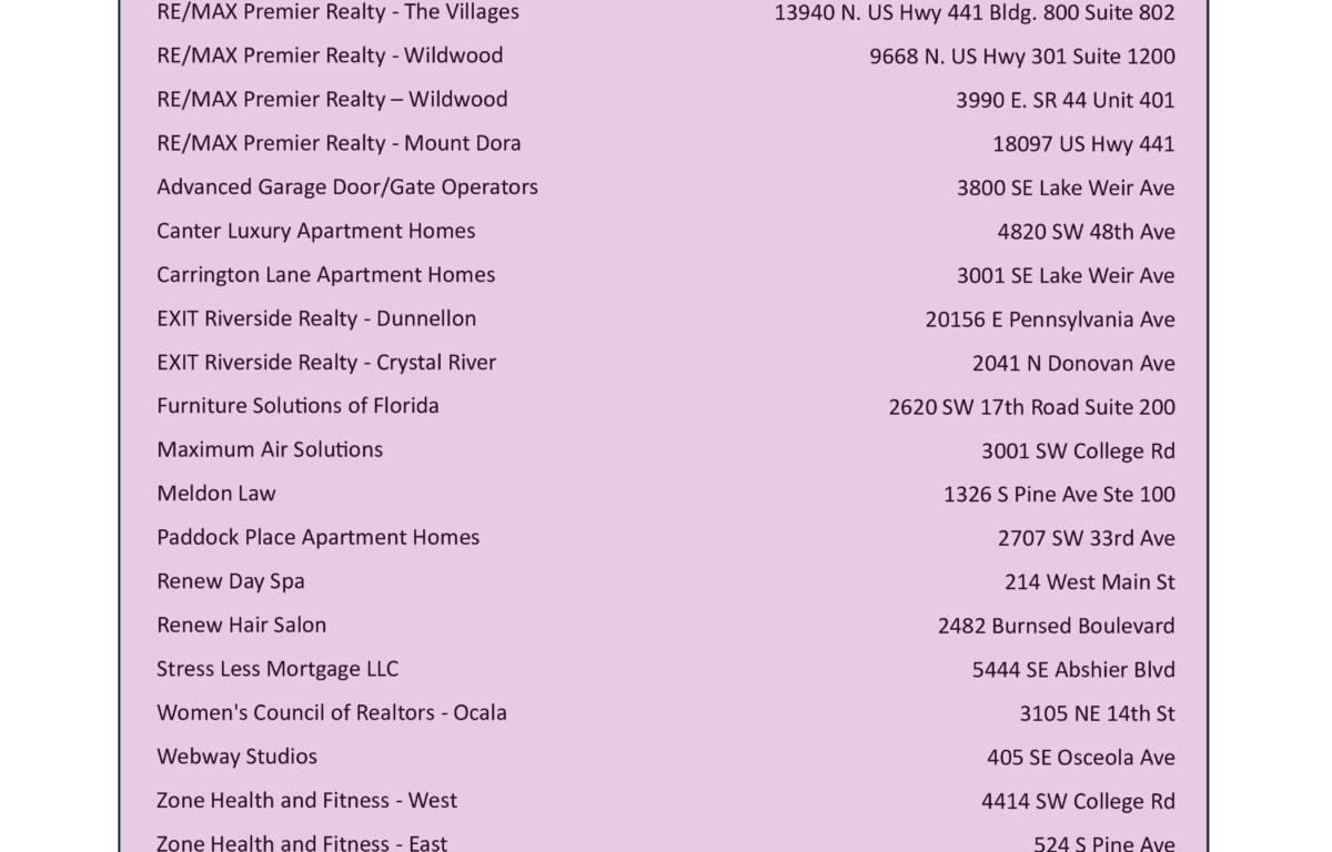 Donation box locations.