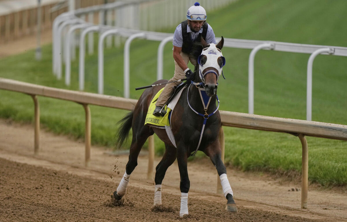 Photo of Kentucky Derby entrant Render Judgement working out at Churchill Downs