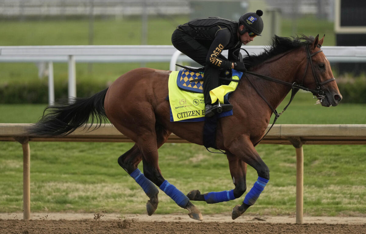 Photo of Kentucky Derby entrant Citizen Bull working out at Churchill Downs.
