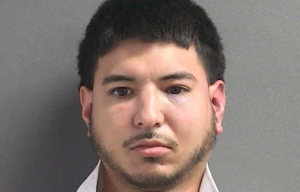 Mugshot of Moshe Josue Delgado Juarez, 25, of Ocala, taken after arrest in Volusia County sting operation targeting online child predators.