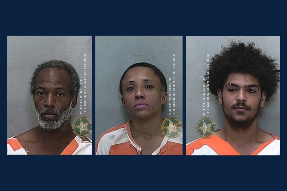 Mugshots of three suspects arrested by Marion County deputies after a beer theft and vehicle pursuit.