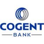 Cogent Bank logo featuring blue and gray circular design above the bank name in bold blue text.