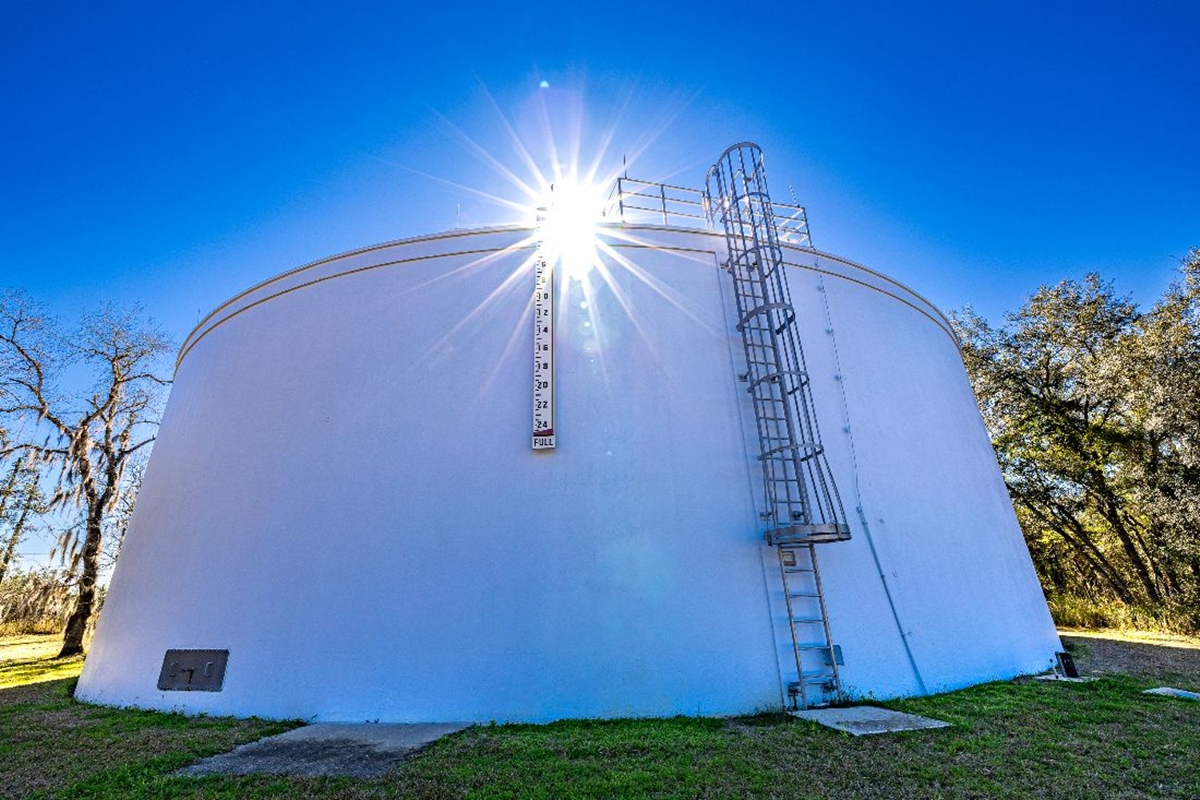 Water treatment tank used by Marion County Utilities to deliver safe drinking water.