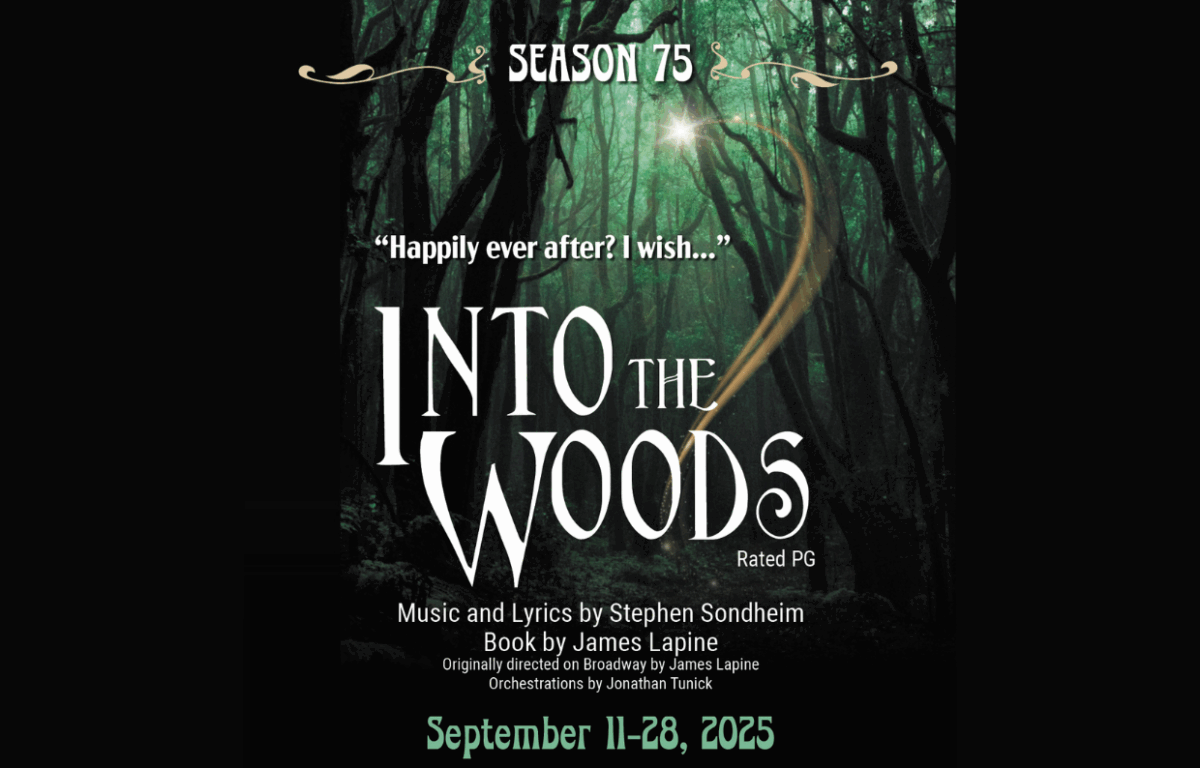 Flyer for the Into the Woods production at The Civic (Ocala Civic Theatre). Running from September 11th to 28th.