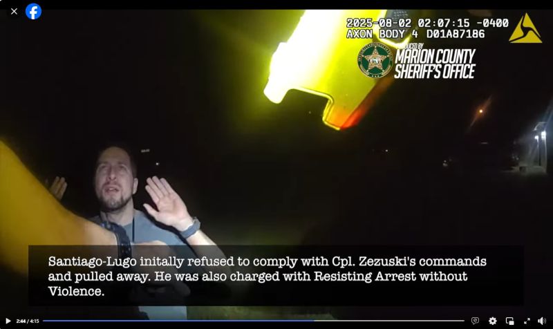 Image from man arrested for shooting a laser beam at Marion County Sheriff Aircraft