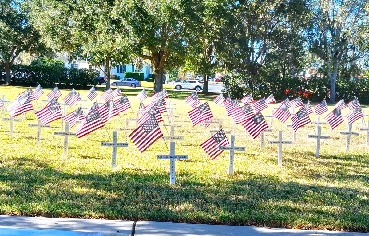 Cross & Flag Display at Marion County Veterans Memorial Park
