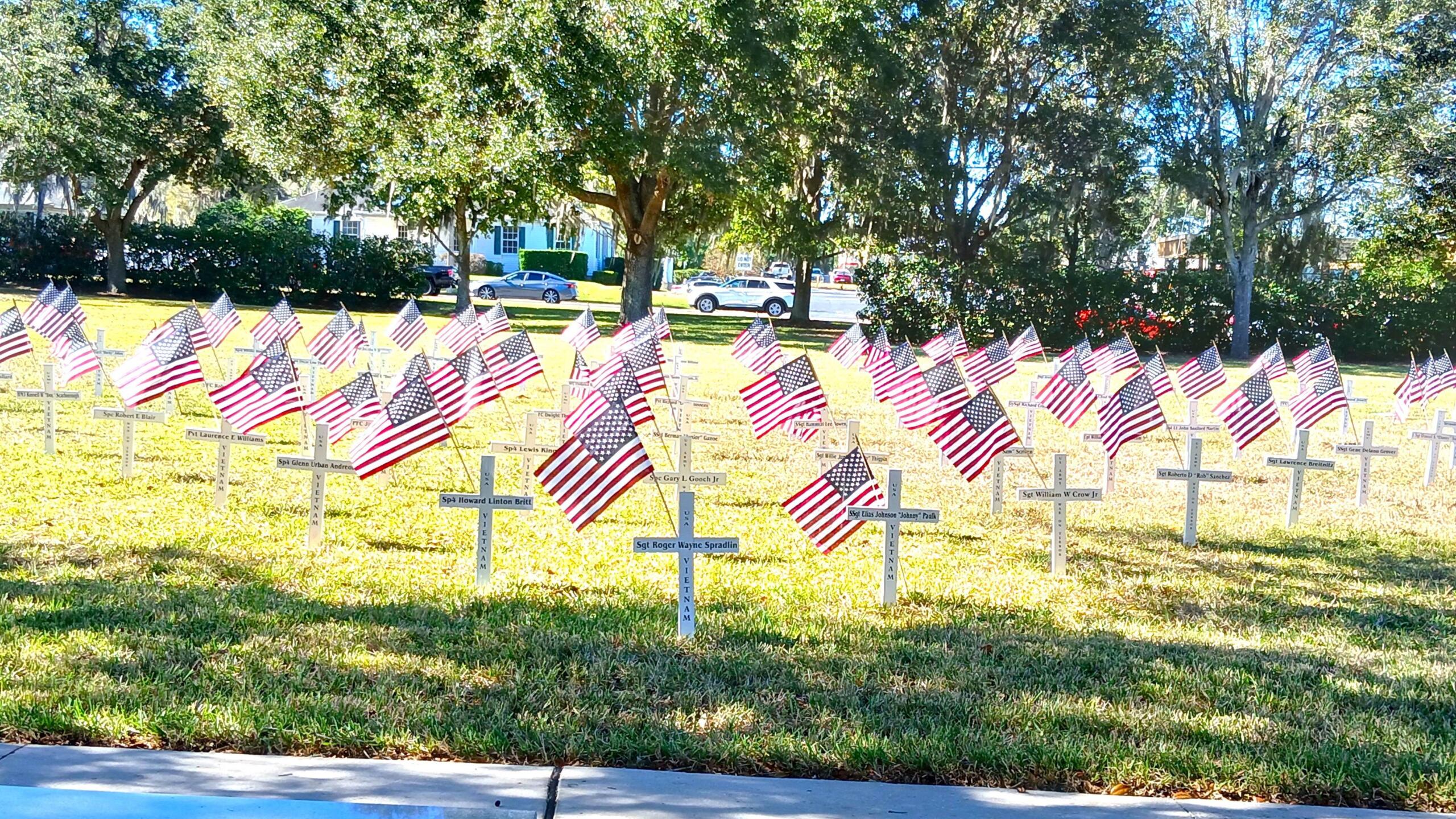 Cross & Flag Display at Marion County Veterans Memorial Park