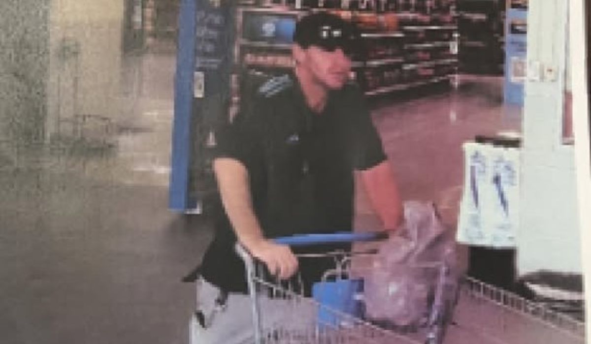 Surveillance footage of man who stole women's iPhone with debt cards and used them in an Ocala Walmart