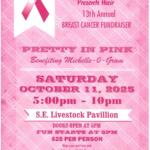 A pink flyer advertising Pretty in Pink, a fundraiser for breast cancer awareness.