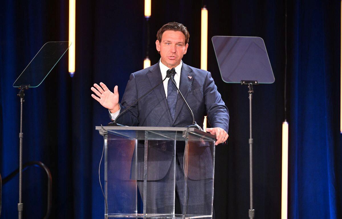 Florida Governor Ron DeSantis presents at the 2025 Florida Governor’s Conference on Tourism.