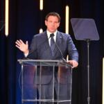 Florida Governor Ron DeSantis presents at the 2025 Florida Governor’s Conference on Tourism.