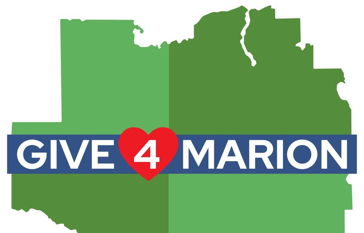 A green map graphic image, on a white background, with a thin blue rectangular strip, with white lettering and heart shaped image in the middle.