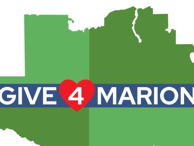 A green map graphic image, on a white background, with a thin blue rectangular strip, with white lettering and heart shaped image in the middle.