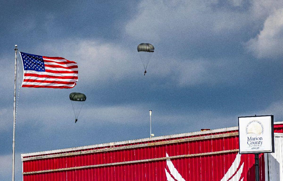 Parajumpers land at Marion County Airport at Dunnellon Field during an event in 2024.
