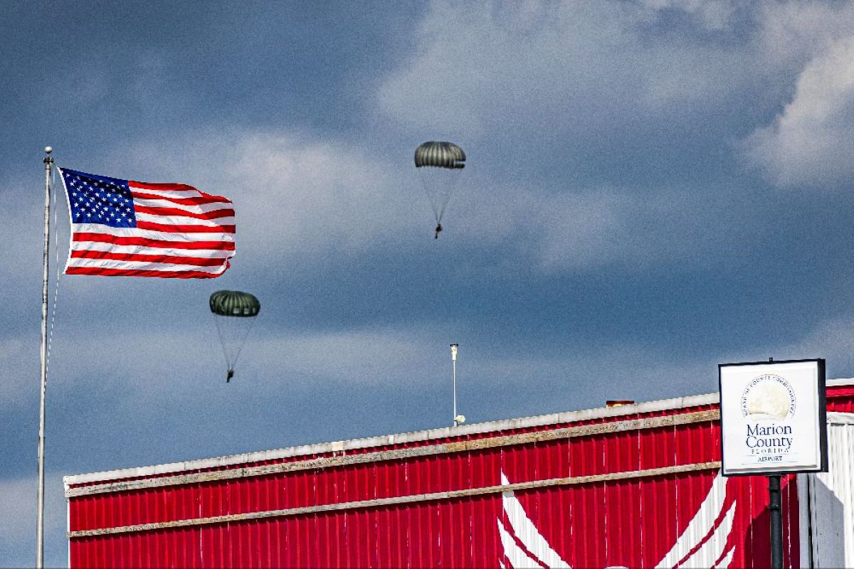 Parajumpers land at Marion County Airport at Dunnellon Field during an event in 2024.