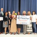 Pictured from left to right: Angela Ponder, principal, Hammett Bowen Jr. Elementary School; Meghan Magamoll, executive director, PEFMC; Alan Keesee, chief executive officer, HCA Florida Ocala Hospital; Stephanie Hill-Palmer, PEFMC board member; Erin Buss, PEFMC board member; Rebecca Koloszy, Thank a Teacher recipient; Danielle Brewer, interim superintendent, MCPS; Allison Campbell, MCPS school board member; Lori Conrad, chairwoman, MCPS school board; Julie Shealy PEFMC board member; Melissa Conner; Renae Robinson, PEFMC board member.