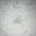 A large poster size map, featuring various lines, with names, legend and map key.