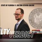 Graphics across the top and the bottom of the image, a door to the left and a dais in the background, and a well-dressed man wearing glasses.