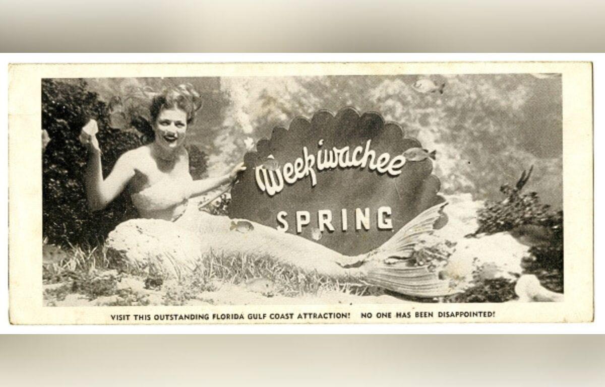 Vintage promotional image advertising Weeki Wachee Springs Park.