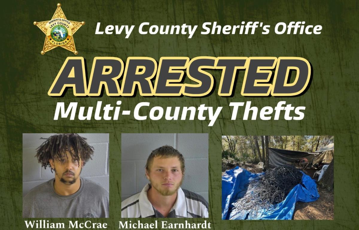 Levy County Sheriff's Office announcement about copper wire theft arrest