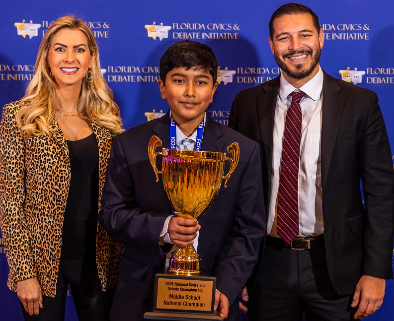 Lincoln Middle School eighth-grader Avinoor Jutla was named Overall Middle School Champion at The Great Debate National Civics and Debate Championship in Orlando.