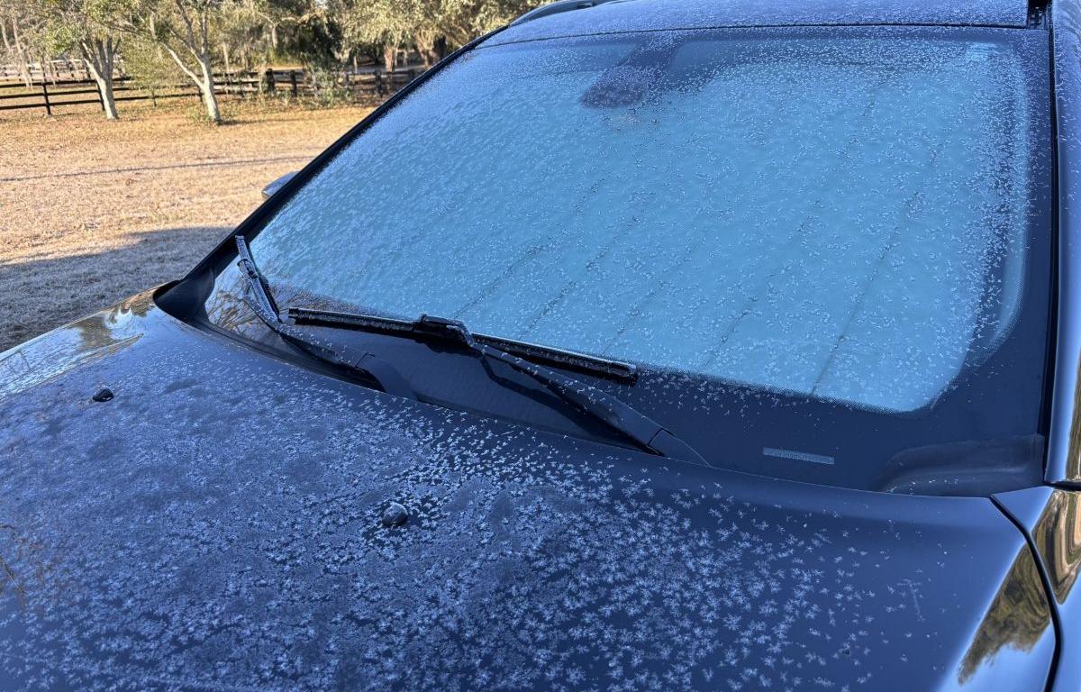frost on a car hood in summerfield florida for 352today
