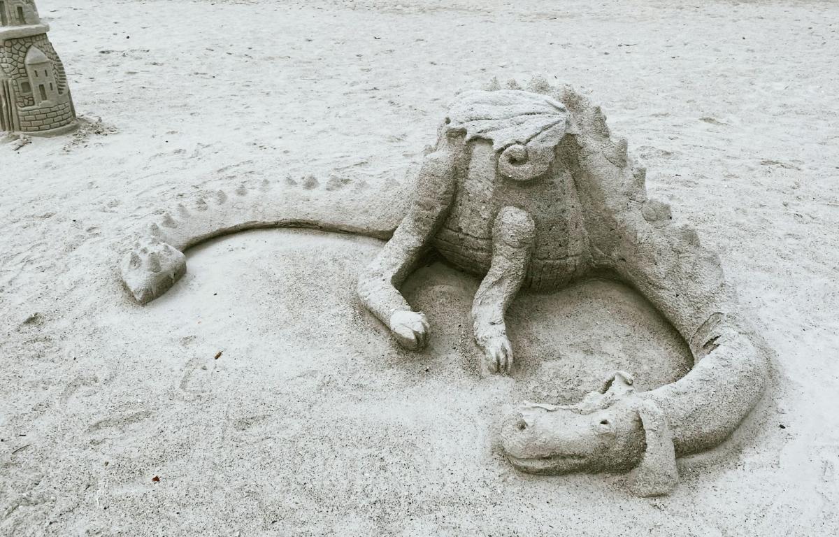sand sculpture of a dragon to illustrate new Ocala sand and sun festival