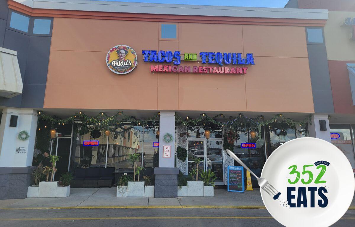 A storefront for Frida's Tacos & Tequilla.