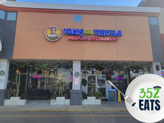 A storefront for Frida's Tacos & Tequilla.