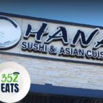 The sign for "Hana Sushi & Asian Cuisine."