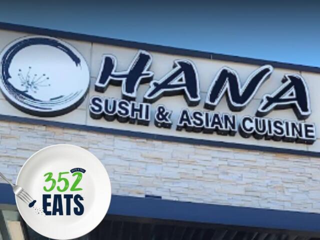 The sign for "Hana Sushi & Asian Cuisine."