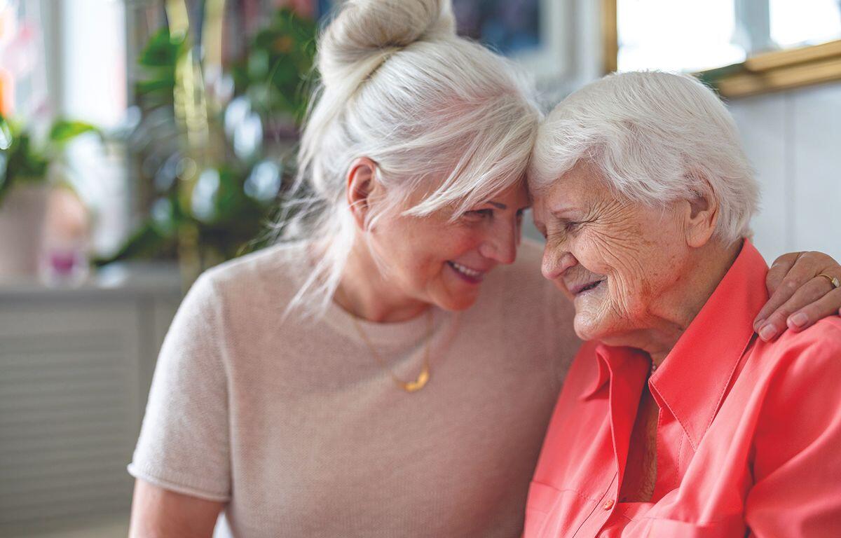 stock photo elder care dementia aging white haired women