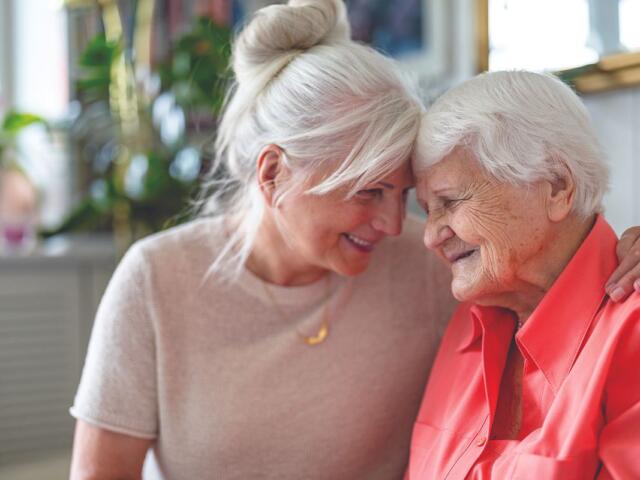 stock photo elder care dementia aging white haired women