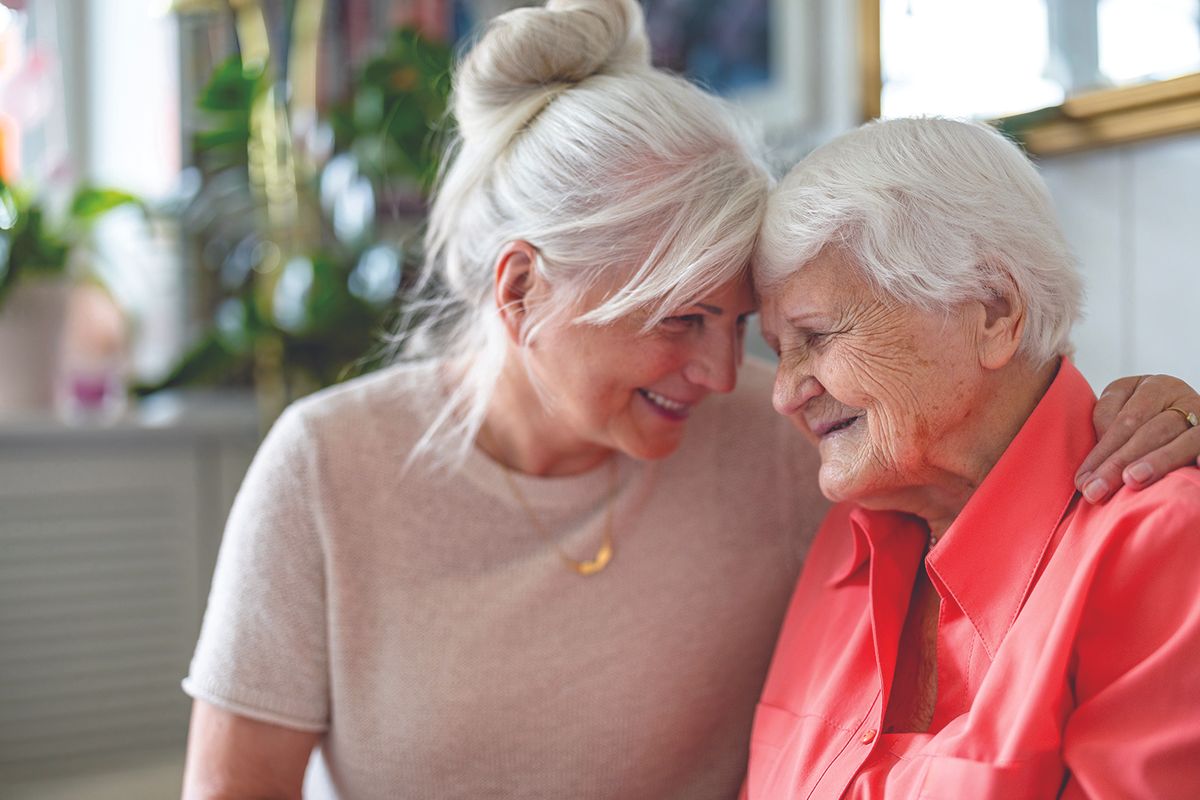 stock photo elder care dementia aging white haired women