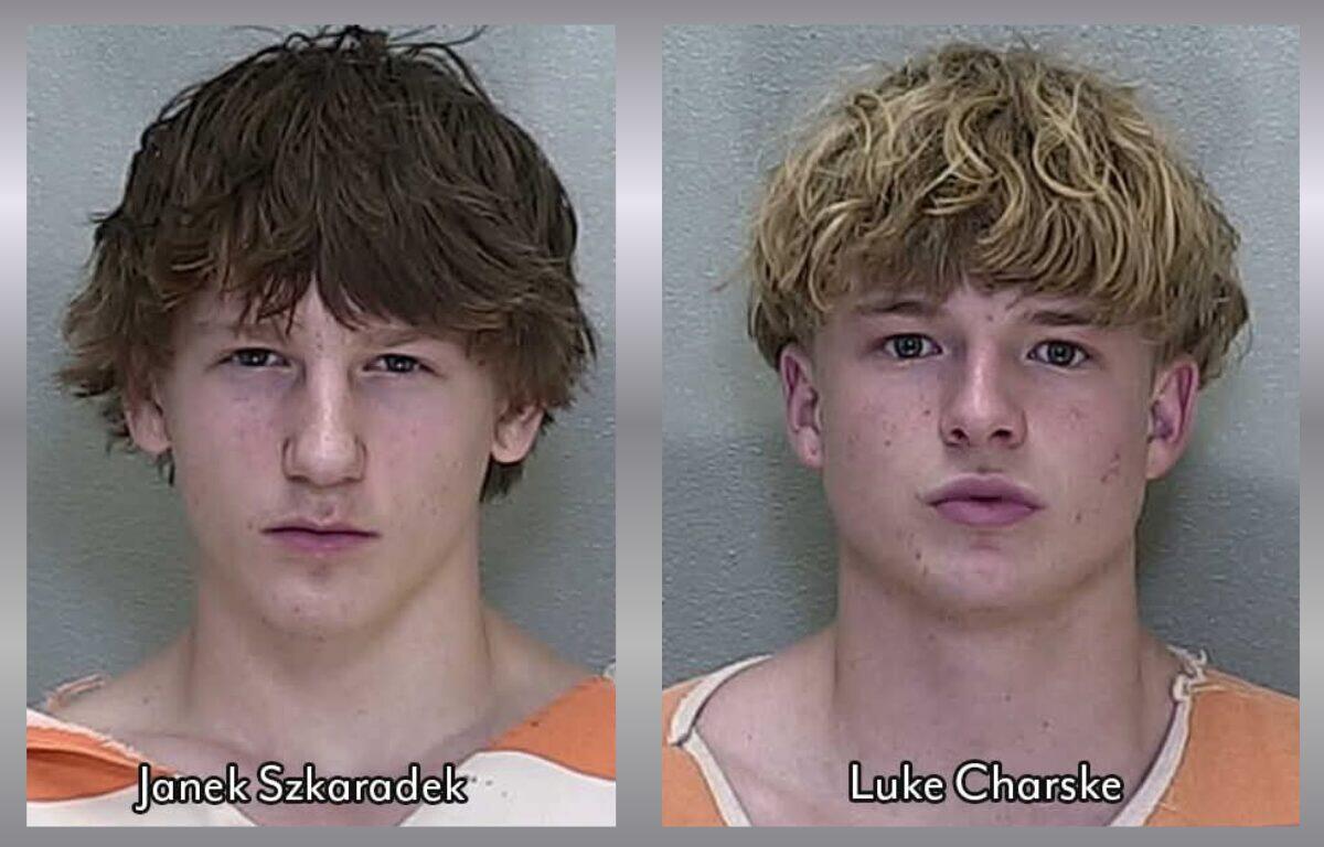 Colored mugshots of two men.