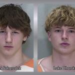 Colored mugshots of two men.