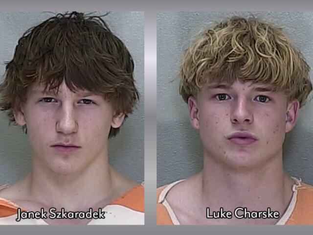 Colored mugshots of two men.