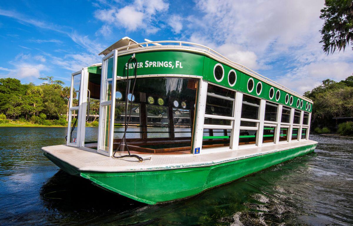 a famous glass bottom boat at silver springs state park in ocala florida