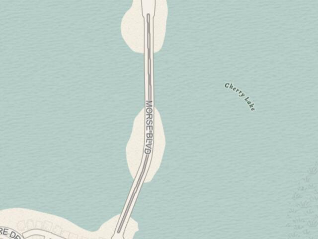 A blue and white map of Morse Boulevard.
